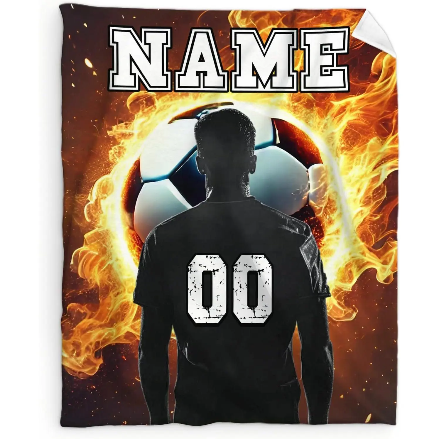 Personalized Soccer Blanket, Custom Name Adults Throw Blanket, Soft Flannel Sports Gift for Soccer Lovers, Cozy Couch Blanket for All Seasons