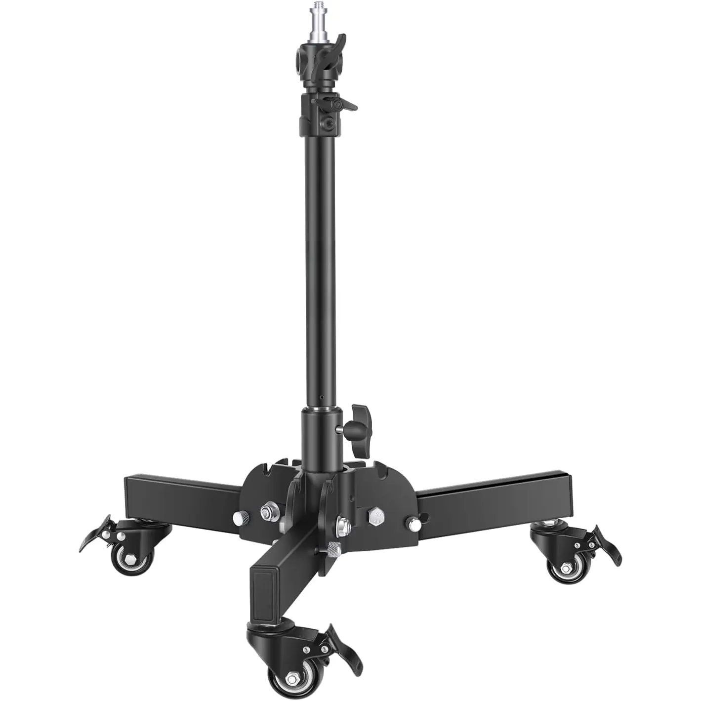 Heavy Duty Light Stand with Casters, 2.4ft Max Height Foldable Tripod Stand for Low-Angle/Tabletop , Photography Light Stand for Softbox, Monolight and Other Photographic Equipment