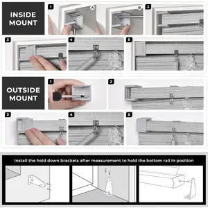 Cordless Blinds for Indoor Windows 1" Vinyl Textured Print Slats Mini Blinds for Home, 46" W × 64" H - Grey