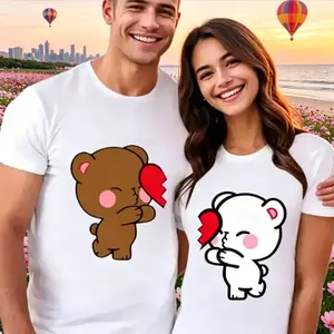 Couple Matching Bear Graphic T-Shirt – Cute Love Vibes🧸💛| Stylish His & Hers Streetwear for Dates, Travel & Daily Wear| Soft Breathable Crewneck Tee| Trendy Casual Youthful Outfit| Perfect Gift for Valentine’s Day & Couples