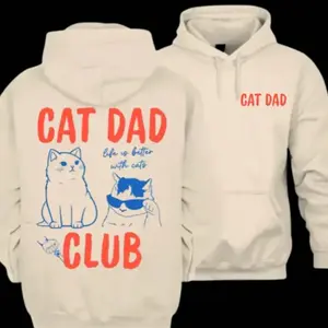 Cat Dad Hoodie, Cat Dad Club Hoodie, Back Design Tee Funny Cat Hoodie, Cat Lover, Pet Parent Top