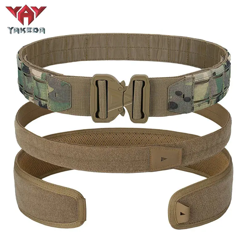 YAKEDA Men's Tactical Camouflage Belt Bag, 3-in-1 Multi-Function Adjustable Zipper Waistband with Side Pouch and PALS Laser System, Essential Pack, Adjustable Waistband Bag, Zipper Belt Bag