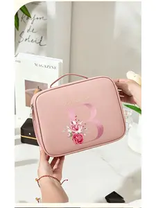 Floral Letter Makeup Bag, Perfect for Cosmetics and Travel Essentials, Bride Party Gift, Wedding, Birthday, Holiday Present