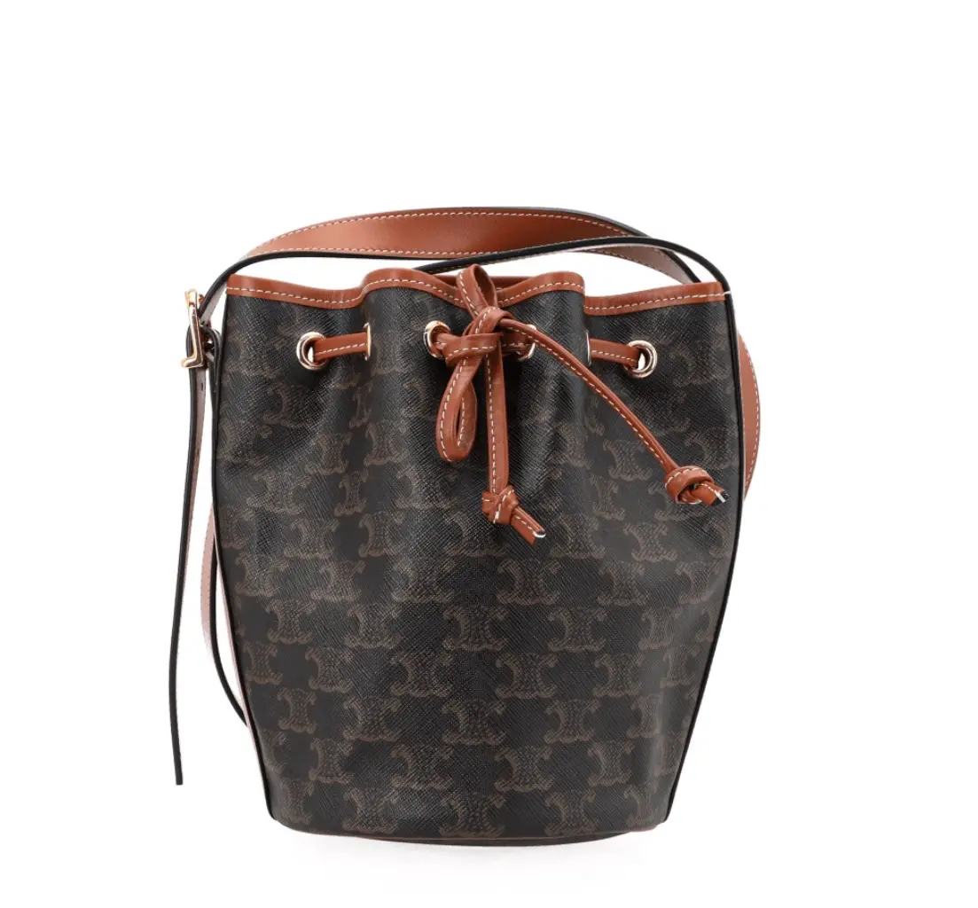 Pre-owned Celine Triomphe Drawstring Bucket Bag Shoulder Bags 238266