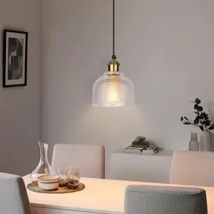 1P Glass Pendant Light, Electrical Wiring Included, Bulb Not Included, E27 Universal Socket Suitable For Bedrooms, Bedside Tables, Study Rooms, Living Rooms, Modern Minimalist Indoor Decorative Atmosphere Lighting Pendant Light