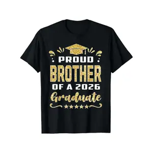 Men's Cotton Short-Sleeve Relaxed Fit Casual Tee Top - Proud Brother Prints Menswear T-Shirt for 2026 Graduation Celebrations