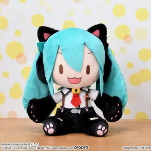 32cm Hatsune Miku Official Fuwa Petit Neko Kitty Cat Girl Stuffed Plush Toy Soft Cuddly Great Texture Authentic Plushie Fan Collection Holiday & Birthday Gifts