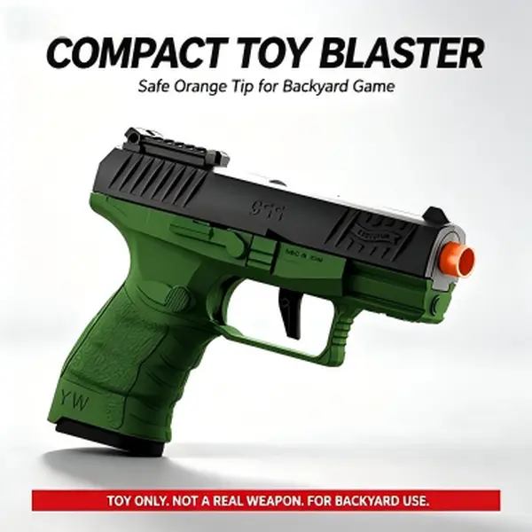 Splatter Ball Blaster Compact Pistol, Electric Rechargeable Toy with Safe Orange Tip, Backyard Shooting Game Gift for Teen Boys Age 14+