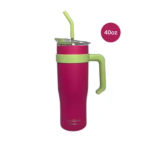 1 Pack Tumbler, 40oz Tumbler with Handle, Tumbler with Straw, Stainless Steel, Double Wall Stainless Steel, Leak Proof, Spill Proof, Vacuum Insulation, Thermal Insulation Drinkware Flasks Water Bottles