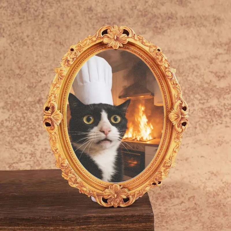 Funny Cat Refrigerator Magnet, Oval Border Decorative Magnet, Chef Cow Cat Design, Cute and Fun, Cute Magnets For Fridge, Ideal for Living Room, Kitchen, Bedroom, Holiday Gift
