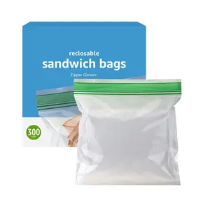 Resealable Double-Zipper Sandwich Storage Bags, Kitchen Food Storage Containers, 300 Count