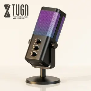 XTUGA M7 USB Gaming & Podcast Mic. RGB, one-tap mute, headphone jack, gain & volume knobs. For PC gamers, works with interfaces & mixers. Noise Cancellation