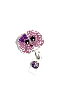 Brain Badge Reel, 2”, Retractable Swivel Alligator Clip, Nurse, Medical, Neurologist