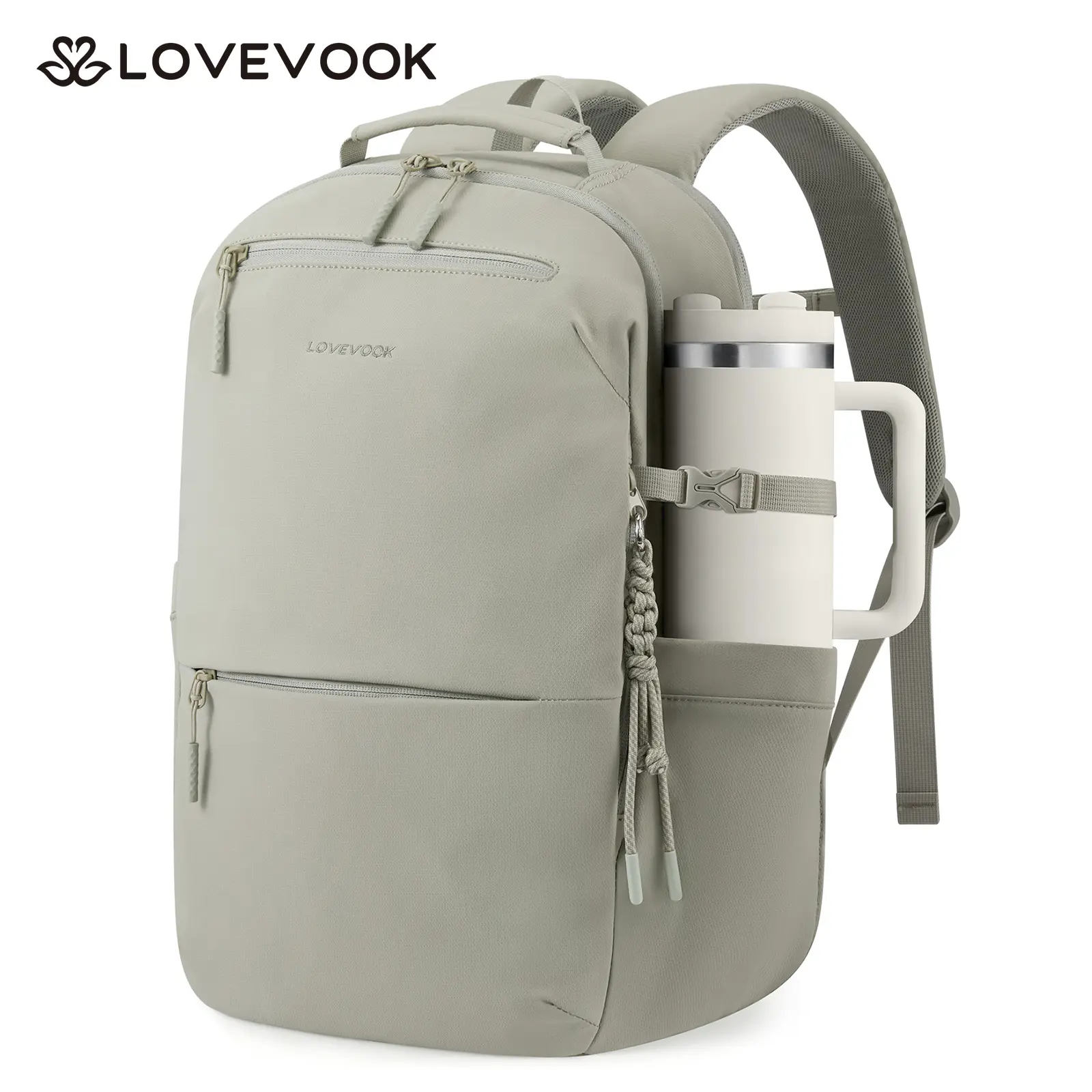 LOVEVOOK Laptop Backpack for Women with Giant Tumbler Holder - 17.3Inch Work Computer Travel Backpack with Laptop Compartment, Water Resistant, Cute Commuter College Teacher Nurse Purse Bag