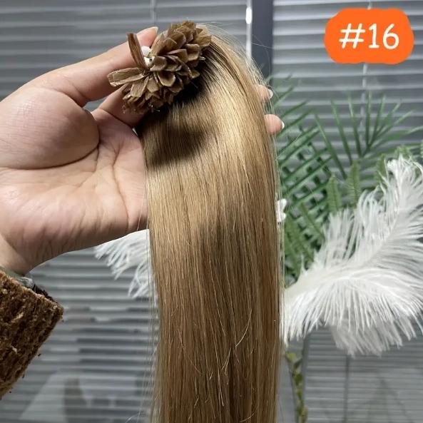 Capsule K Tip V Tip Fusion Keratin Human Hair Extensions, Brazilian Nail Hair 50pcs 30g 12-28 Inch, Silky Straight Natural Remy Hair, Invisible Pre-Bonded No Tangle No Shedding, Thick Soft Long-Lasting for Women Daily Party Salon Use