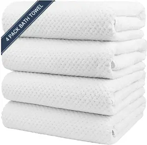 4 Pack  Bath Towels, 27 x 54 Inches, Microfiber Ultra Soft Highly Absorbent, Lightweight and Quick Drying, White