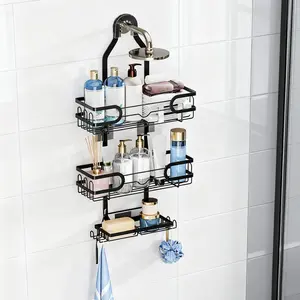 Bathroom Shower Storage Rack, Metal Hanging Organizer, Bathroom Shower Organizers, No Drilling Required, Soap Holder, Shampoo & Body Wash Stand, Bathroom Organizing Accessories