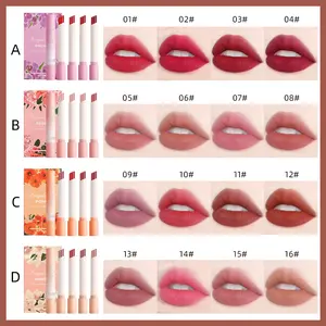 4 Colors Matte Lipstick,Nude Matte Velvet Lipstick,Waterproof Lipstick Lip Stain,24 Hour Superstay Matte Lipstick,Long Lasting Waterproof Lip Gloss Lipstick, Makeup Gift for Women Girls,Summer Gift lipgloss liquid lipstick matte lips pale pink lipstick