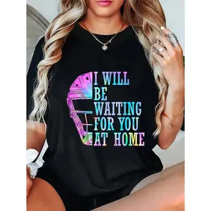 100% Cotton I Will Be Waiting For You At Home Softball Catcher T-Shirt