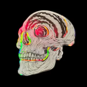 Layered Holographic Skull Sticker
