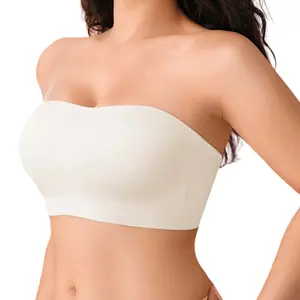Deangelmon Strapless Bra for Women for Graduation Dress, Lycra Bare Wireless Bandeau, Seamless Back Smoothing X-Back Supportive Bra, No Slip Invisible Tube Bralette Adjustable