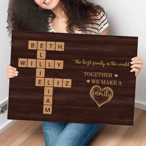 Personalized canvas, brimming with love, it's so wonderful to have a home. Crossword art, extremely exquisite - perfect for giving gifts, large wall decoration, suitable for home and office decoration
