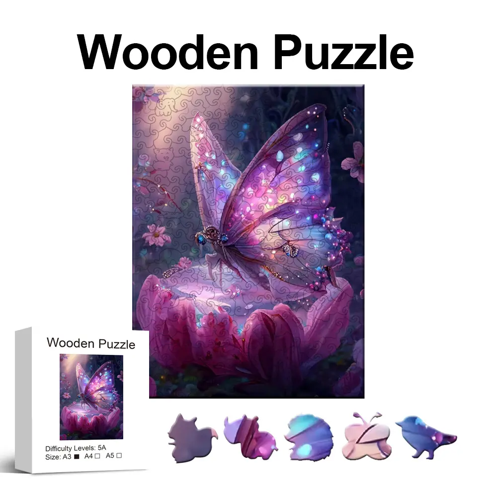 Colorful Butterfly Wooden Puzzle, Unique Irregular Animal Shape, Perfect Gift for Lovers & Friends, Gift Option, Party Game, DIY Leisure, Home Decor