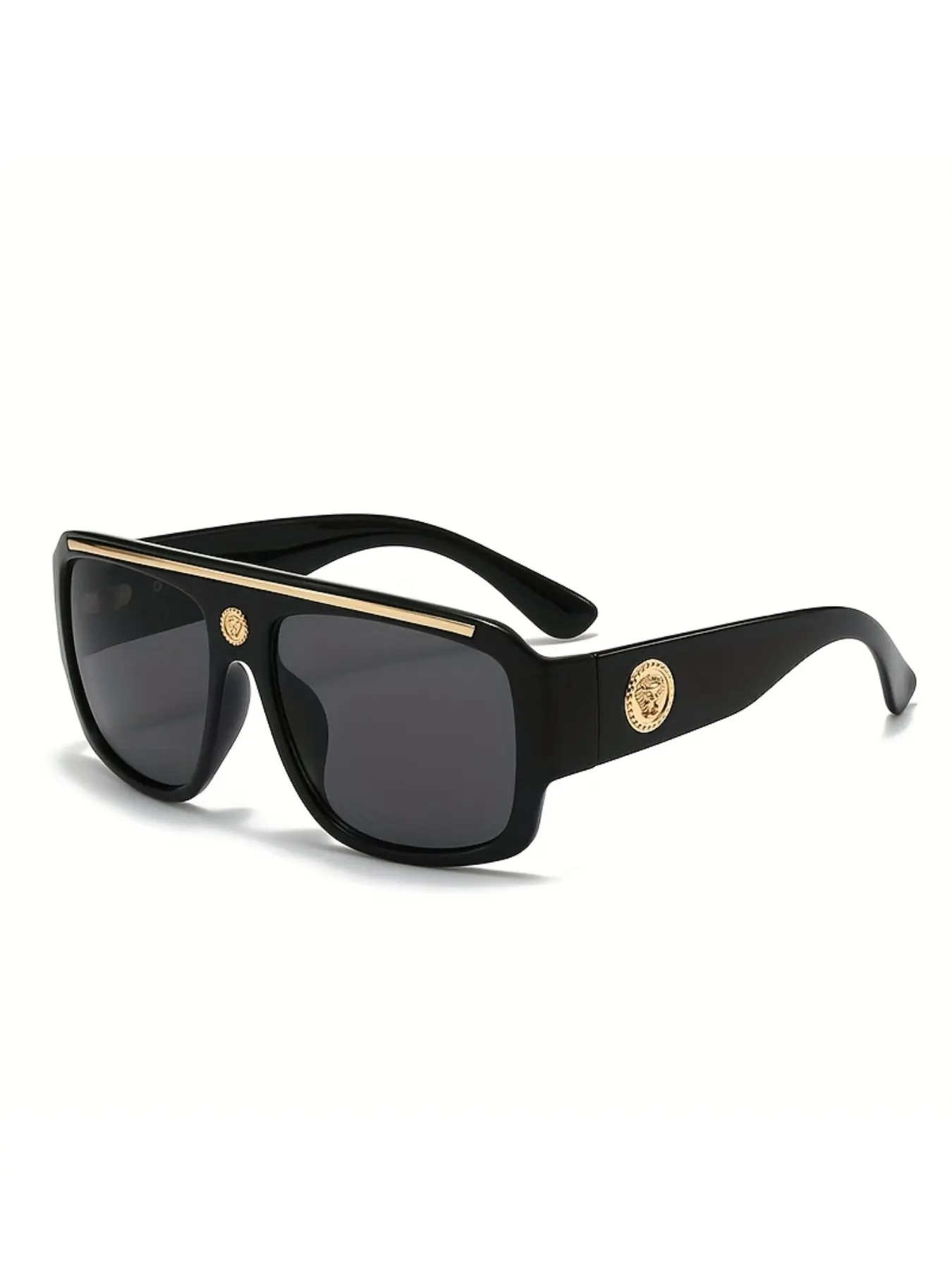 Cyberpunk Square Glasses Gold Metal Accents Lightweight Lenses Luxurious Polished Design Fashion Eyewear Lux Trendy Daily Commute Streetwear Party Use Square Eyewear