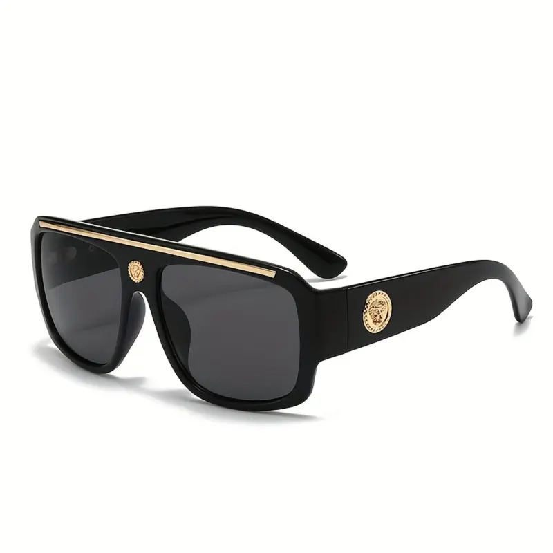 Cyberpunk Square Glasses Gold Metal Accents Lightweight Lenses Luxurious Polished Design Fashion Eyewear Lux Trendy Daily Commute Streetwear Party Use Square Eyewear