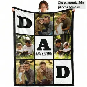 1pc Personalized Father's Day Blanket Gifts For Dad From Daughter Son Wife, Custom Blanket With Pictures Text, Birthday Gifts For Husband From Wife, Fathers Day Unique Gift For Father, Daddy, Husband, Men, Father's Day Gift For Dad,5 Sizes Available