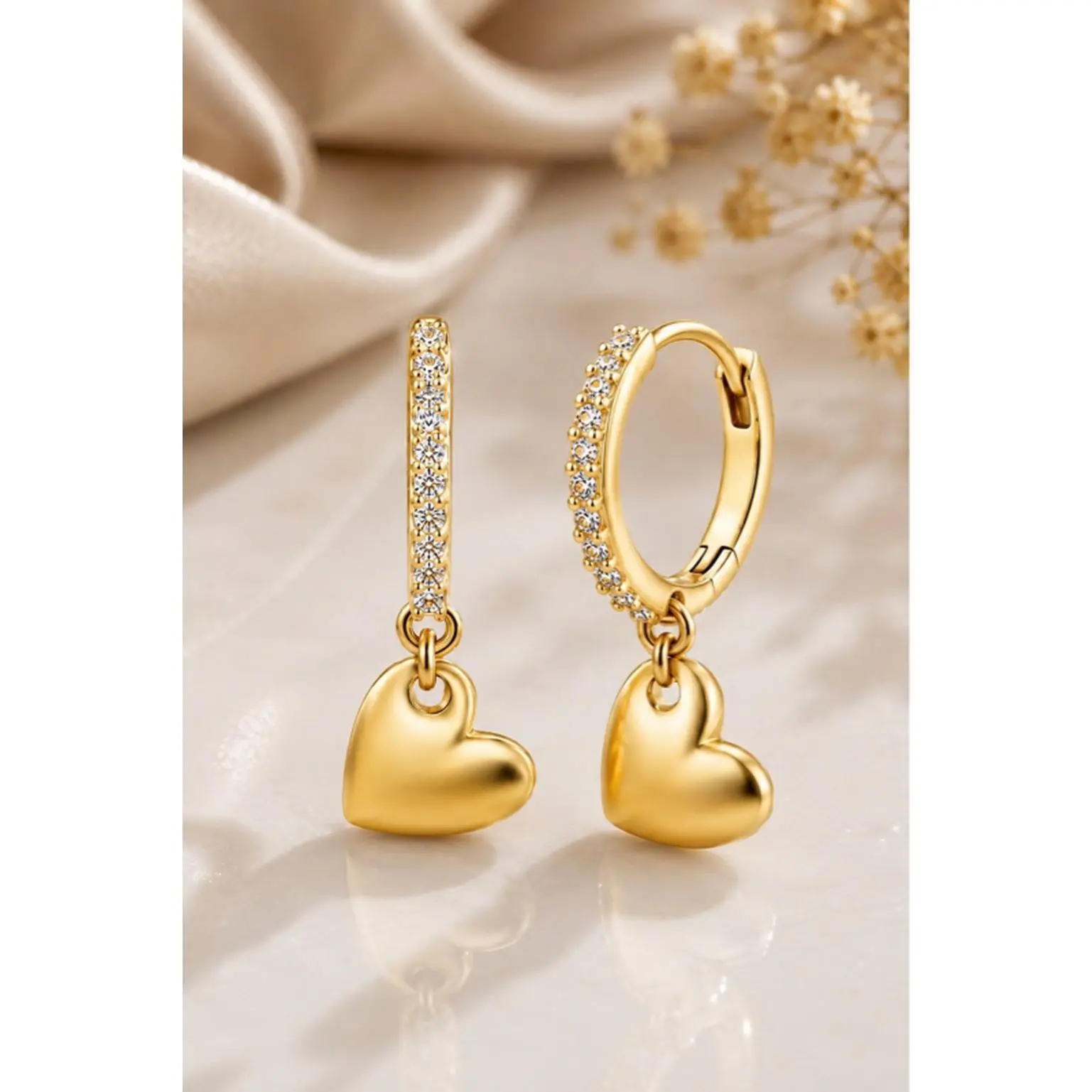 Neivora Collections 925 Sterling Silver Heart Hoop Earrings with Crystal Accents for Women's Fashion Jewelry