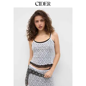 Cider Lace Two Tone Lettuce Trim Cami Top