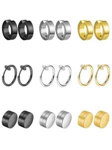 Punk Style Stainless Steel Magnetic Earrings, Fashionable Earrings for Men & Women, Trendy All-match & Exquisite Jewelry for Birthday Gift