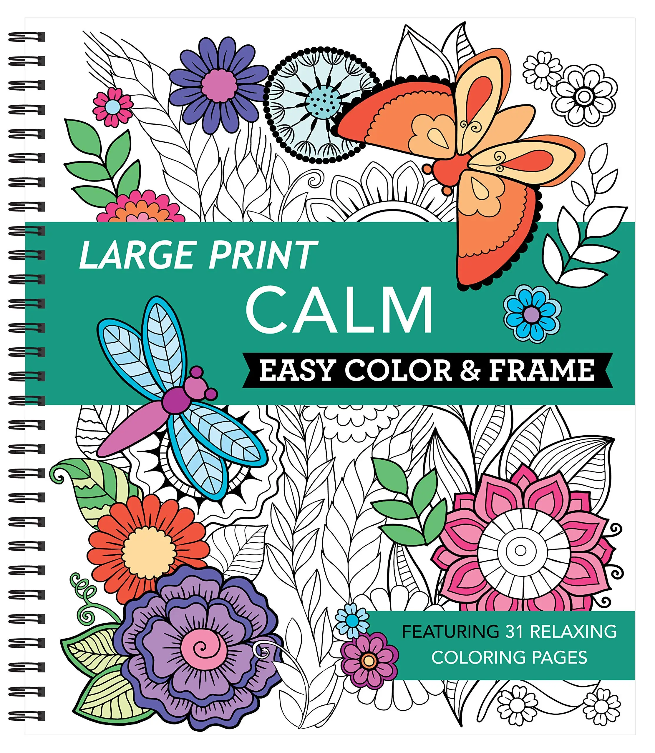 Large Print Easy Color & Frame - Calm (Stress Free Coloring Book) -- New Seasons - Spiral