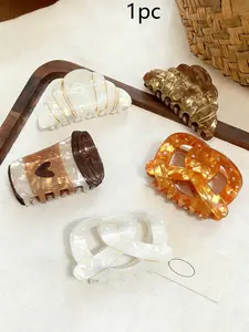 Cute Acrylic Bread Coffee Hair Claw, Sweet Alkaline Bow Horn Bun Clip, Shark Clips for Long Thick Hair, Ponytail Claw Clip, 1pc Fun Accessory