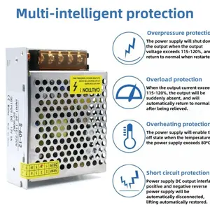 110v/220v to Dc 60w Universal Regulated Switching Power Supply, LED Driver for LED Strip Lights, CCTV Cameras, Radios, 3D Printers