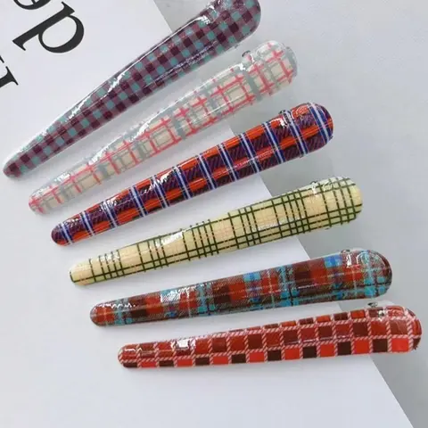 Plaid Pattern Hair Clip, Checkered Hair Clip, Casual Simple Super Cute Clips Fashion Hair Accessories for Women & Girls, Minimalist Headwear Suitable for Thick Hair, Flat Hair Clips, Hairclips