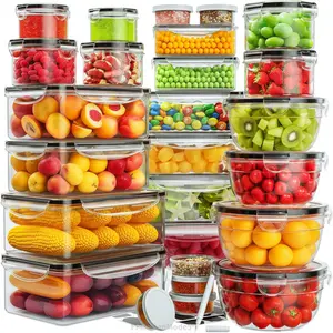 40Pcs Food Storage Containers Airtight (20 Containers+Lids),Leakproof Meal Prep Containers with Labels,Marker,Stackable,Reusable,BPA Free Set UtensilsFFMotionMode