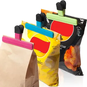 9Pcs food bag fresh-keeping clip, potato chip bag clip, food and snack bag paper clip, plastic heavy-duty sealing clip, kitchen supplies, Christmas decoration.