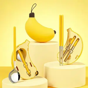 Portable Stainless Steel Cutlery Set, Reusable Folding Chopsticks and Spoon, Ideal for Picnics, Camping, Outdoor Activities, Lunch Boxes