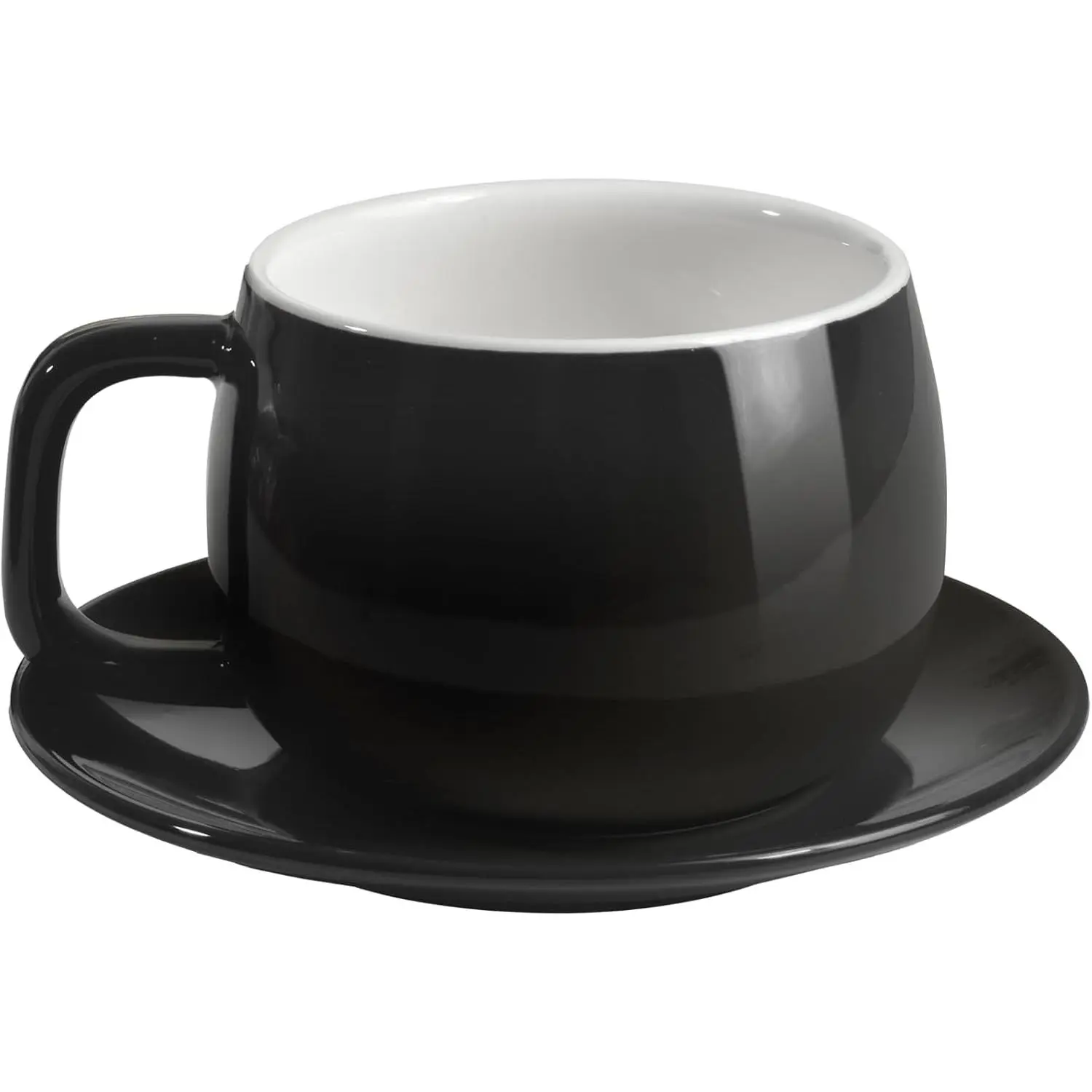 Porcelain Coffee Cup with  270ml/9oz, Minimalist Design,  for Latte, Cappuccino, and , Black
