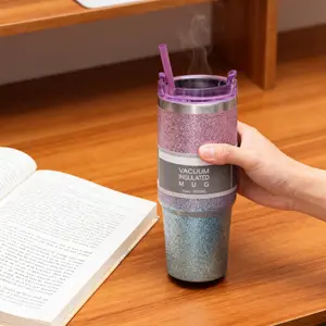 Flash Diamond Paint Stainless Steel Water Bottle, Tumbler, Insulated Vacuum Flask, Dual-Layer Coffee Cup for Travel Office Gym, Reusable Condensation-Free