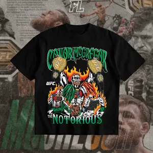 FIELDS Notorious Conor McGregor UFC Graphic Tee Conor McGregor T-Shirt Premium UFC Shirt Short Sleeve Crew Neck Soft Cotton MMA Shirt Perfect Gift for UFC Fans MMA , DTG Printiing