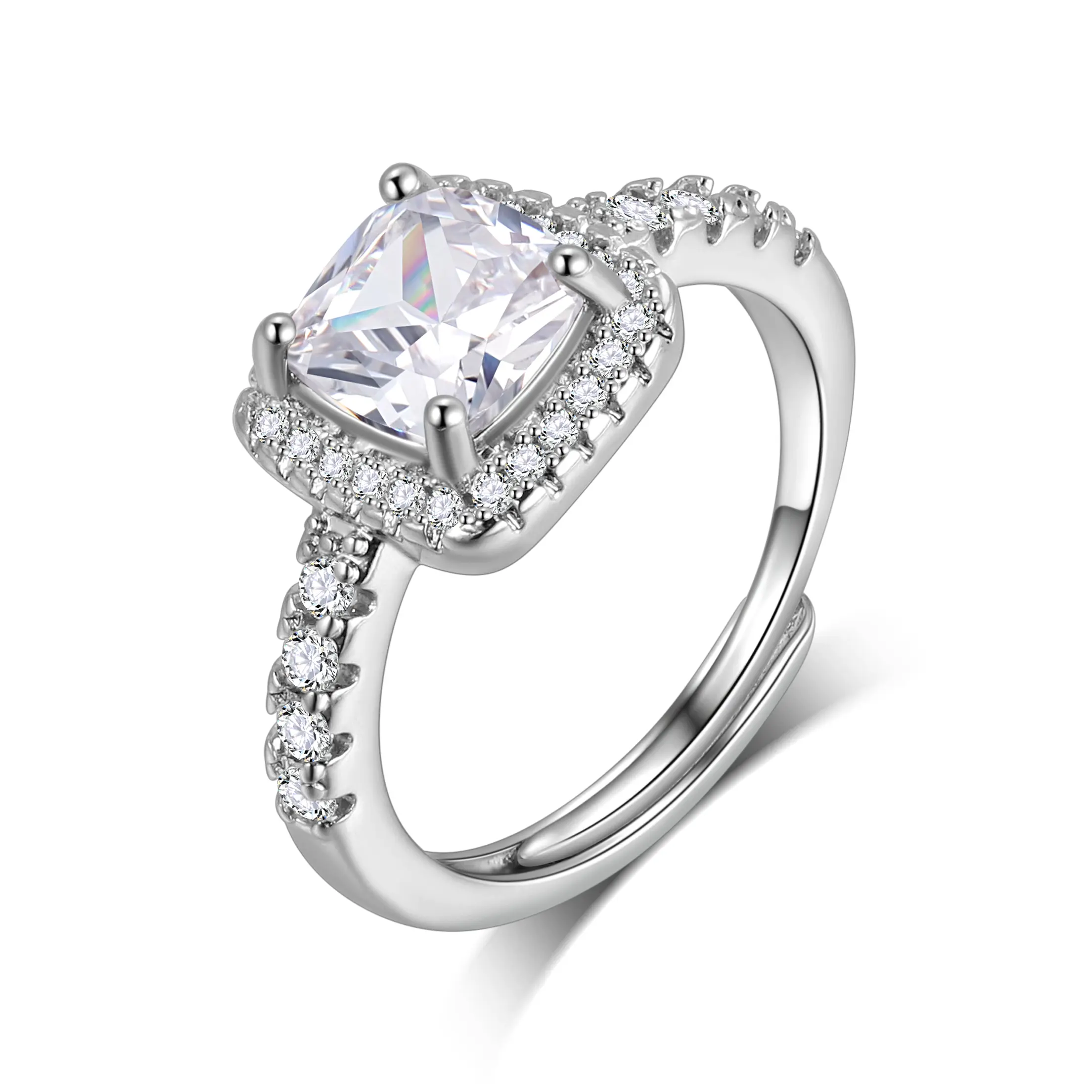 Fasjewly Solitaire Promise Rings for Women Halo Ring Engagement Rings for her Cubic Zirconia Ring for Women, Fashion Jewelry for Party, Daily Clothing Decor,Birthday Gift with Adjustable