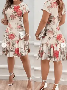 Summer Women's Casual Full Print High Elasticity Dress, Comfortable and Stylish, Perfect for Daily Wear, Ideal for Warm Weather