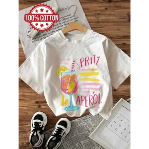 Women's Vintage Casual Short Sleeve Crew Neck T-Shirt, Aperol Spritz Lemon T-Shirt, Women's Retro Graphic Tee, Trendy Gift T-Shirt, Everyday Wear, Unisex Cotton Tshirt, Top Womenswear Streetwear