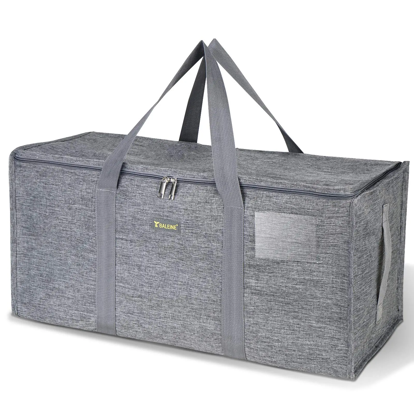 Extra Large Oxford Fabric Storage Tote Bag with Zippers & Carry Handles, Heavy Duty Moving Bag for Laundry, Clothes, Bedding & Space Saving - Winter Gray