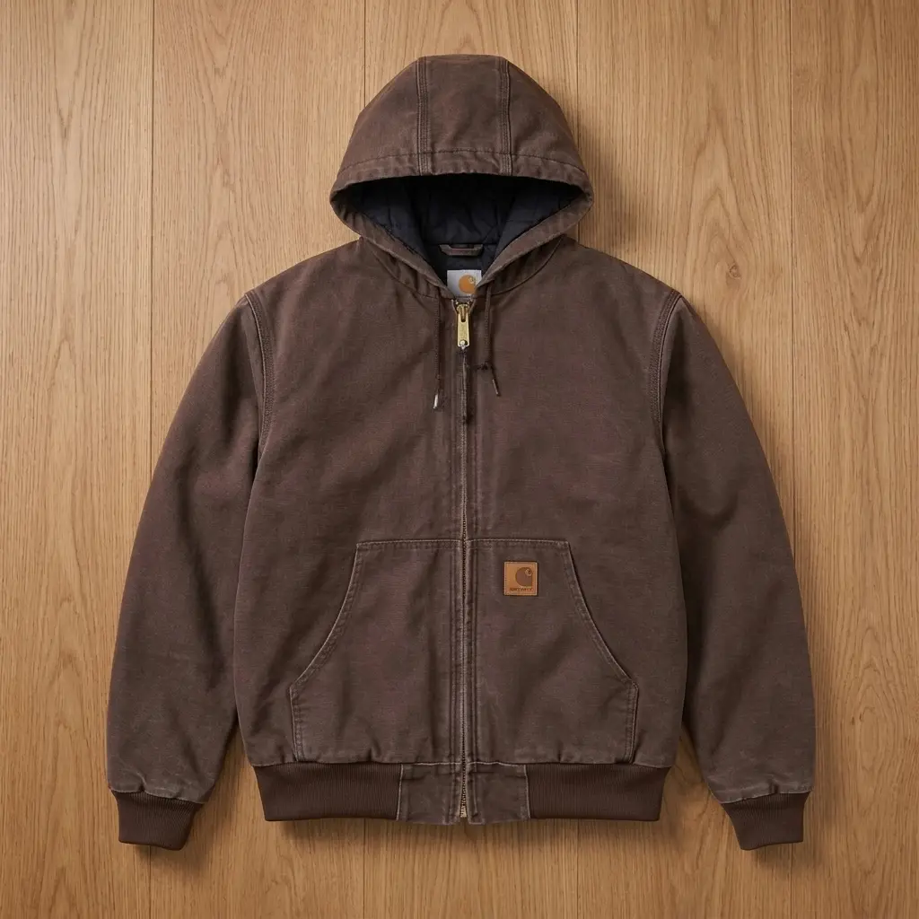 Carhartt J130 Men’s Vintage Washed Detroit Hooded Work Jacket, Insulated Rugged Canvas Outerwear