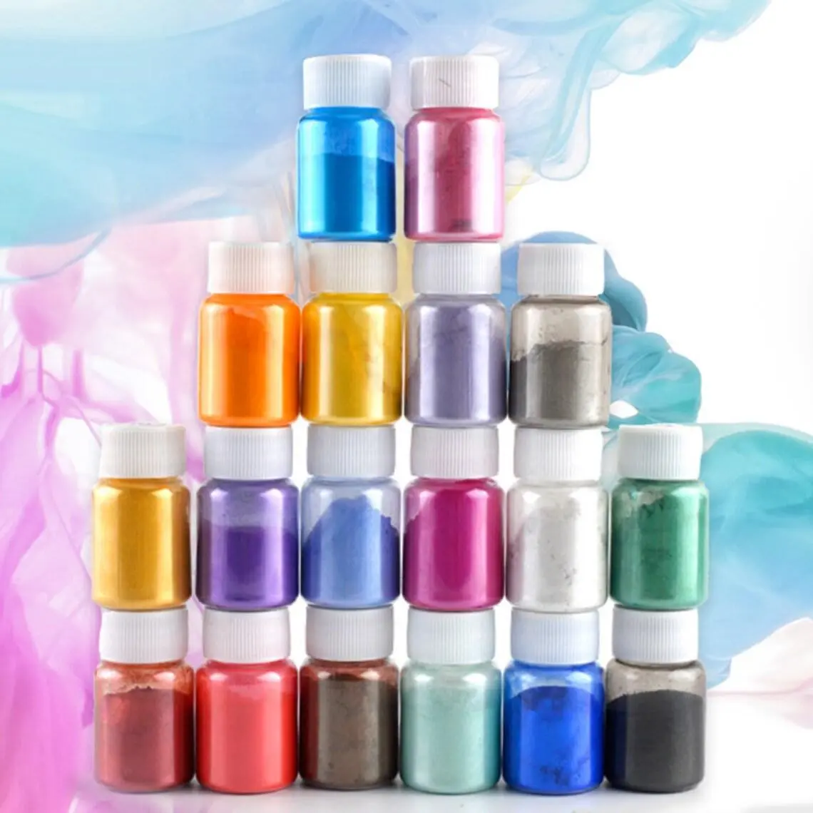 20ML/Bottle Mica Powder Pearl Pigment Non-Toxic Safe Metallic Flour Mica Mineral Powder Pearl Pigment Pearlescent Powder