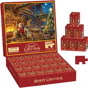 Christmas Advent Calendar 1 Set, 1008 Pieces Puzzle, 24 Days for Kids, Teens, Adults, Family Game Nights, Holiday Fun Activity, Jigsaw Puzzles